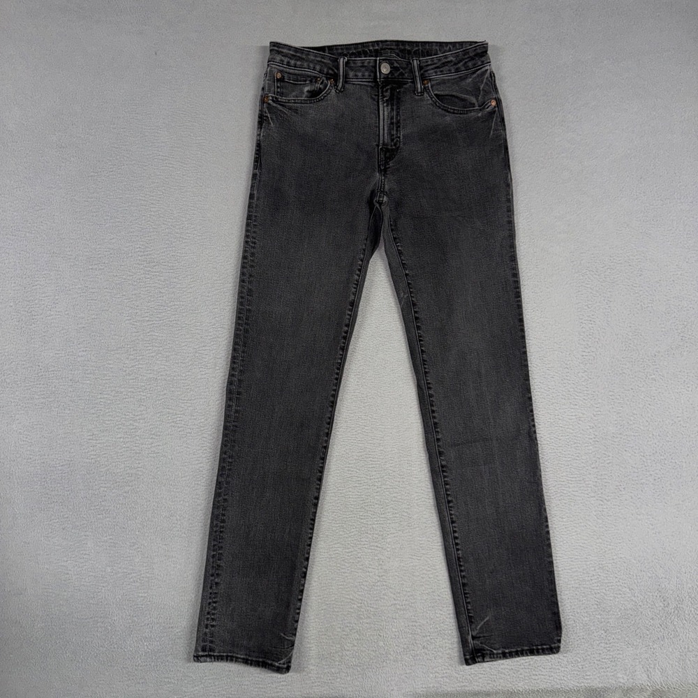 American Eagle Jeans Mens 31x34 (Fits 30x32) Black Faded Slim Straight Denim